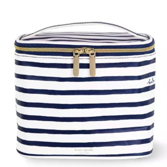 Kate spade white navy painted stripe travel lunch cooler bag nwt - Picture 4 of 4